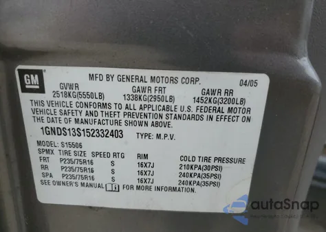 2005 Chevrolet Trailblazer Ls z USA, uszkodzony, nr VIN 1GNDS13S152332403